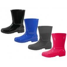 RB-66 - Wholesale Youth's "Easy USA" Super Soft Plain Rubber Rain Boots (*Asst. Black, Gray, Royal Blue & Bright Red) 